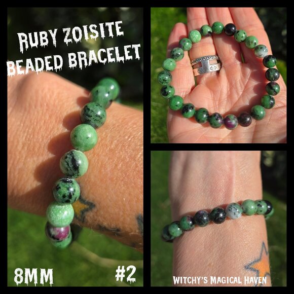 Ruby Zoisite Gemstone Beaded Bracelets - Picture 6 of 9